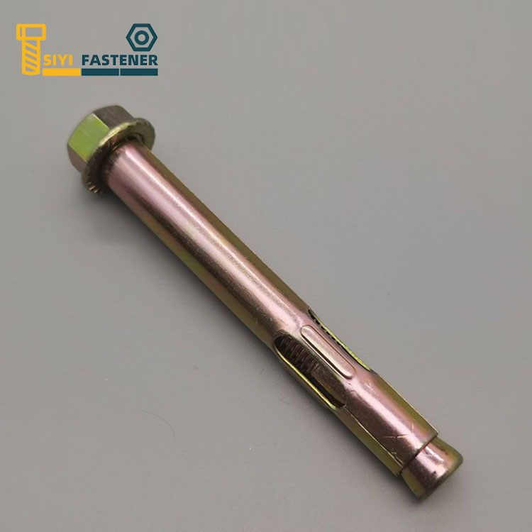 Âncora de manga revestida de zinco amarelo de aço carbono com porca de flange
