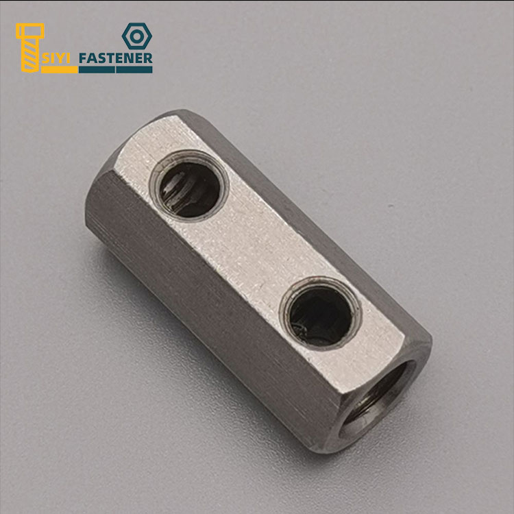 Porca de acoplamento hexagonal de aço inoxidável com orifícios